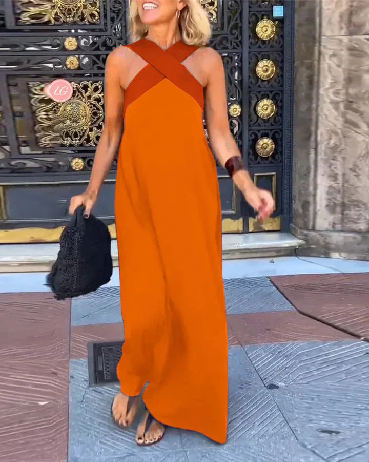 Mira™ Cross-Halter Beach Maxi Dress