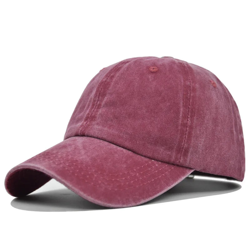 Vintage Washed Distressed Baseball Cap – 100% Cotton Plain Dad Hat