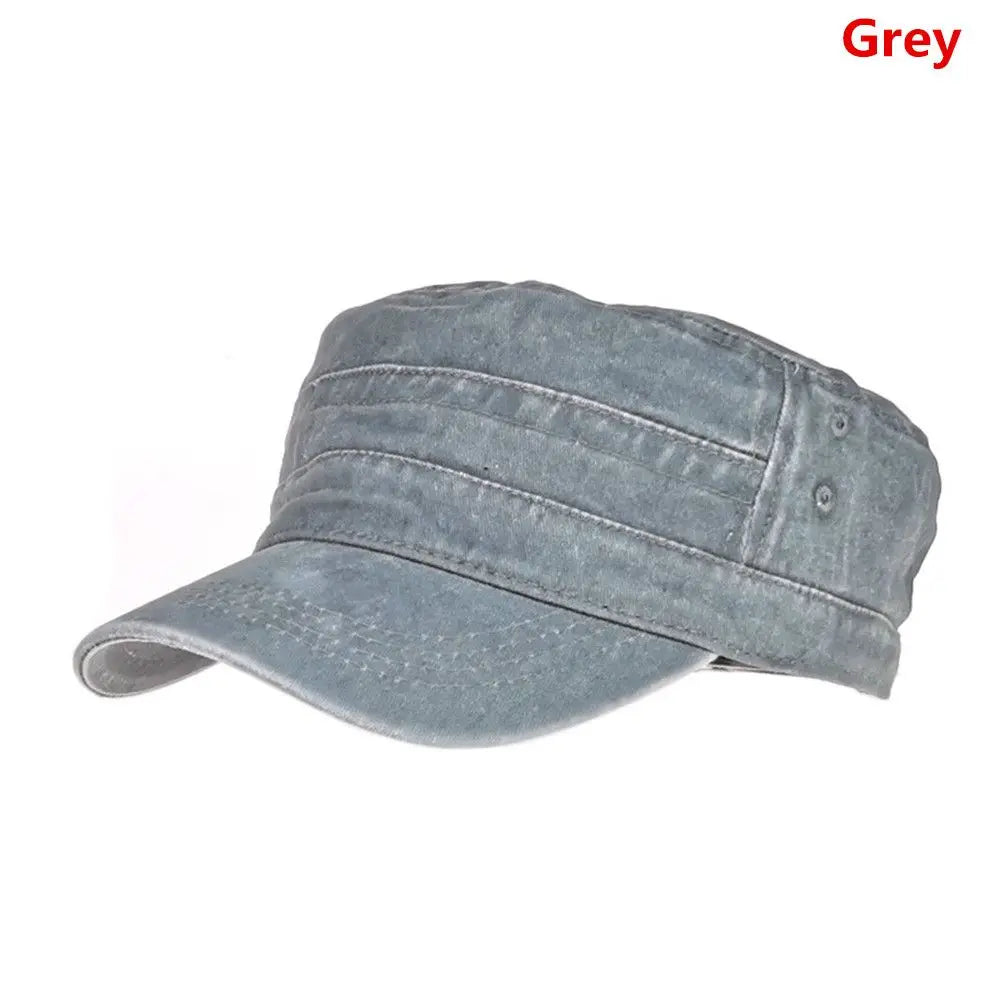 Vintage Military Style Cadet Cap – Unisex Adjustable Army Hat