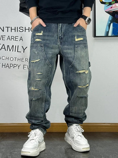 Ripped Patch Baggy Jeans