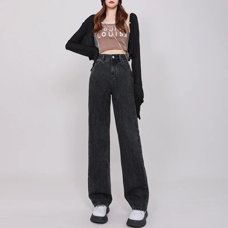 High Waisted Y2K Women’s Straight Leg Denim Pants