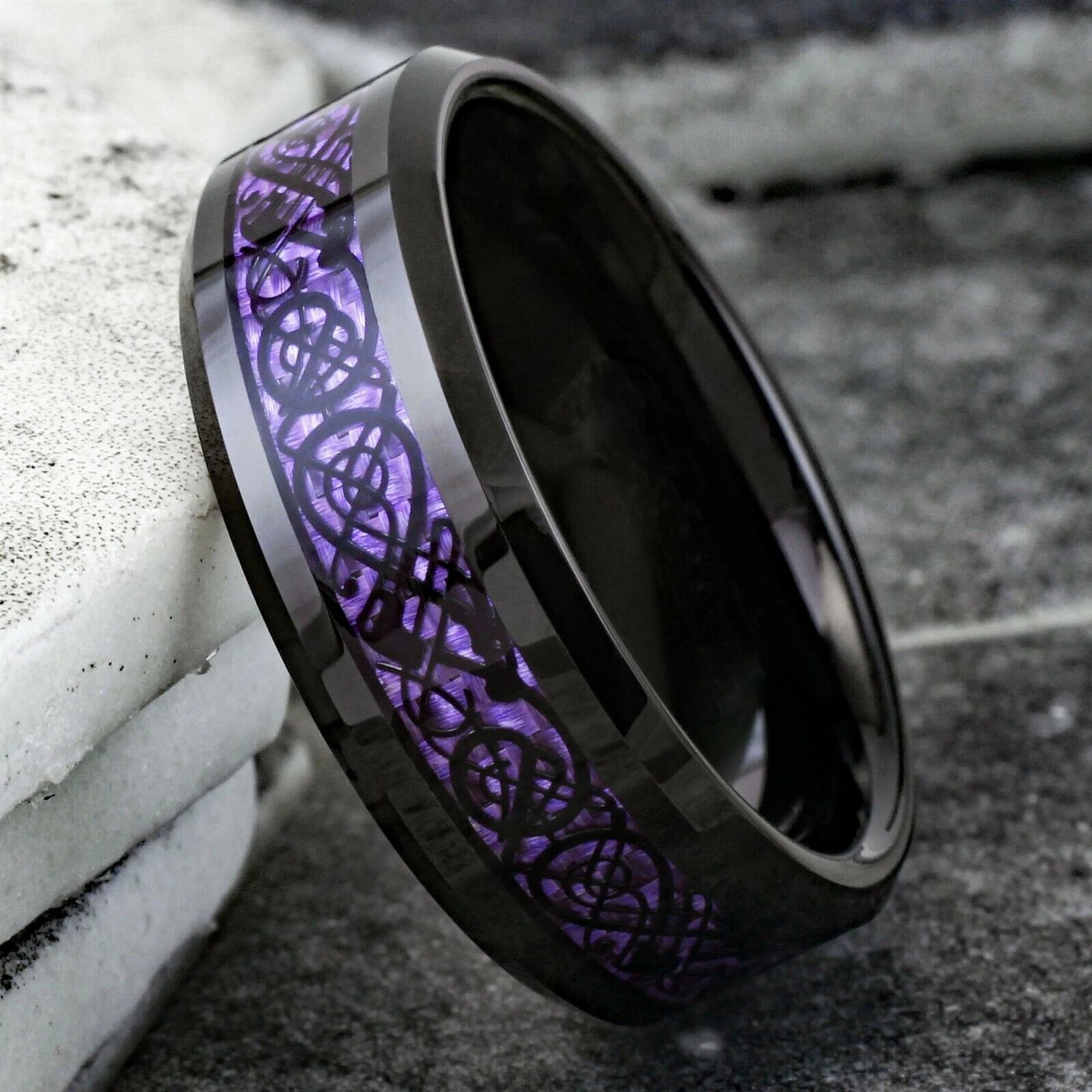 Dragon Ring Stainless Steel Carbon Fiber Wedding Band