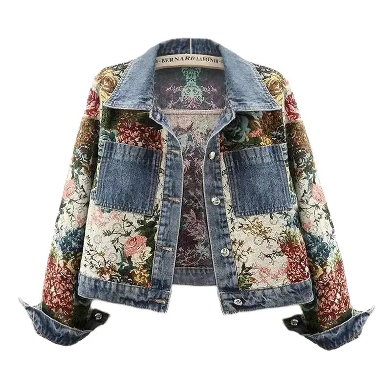 Printed Short Denim Jacket