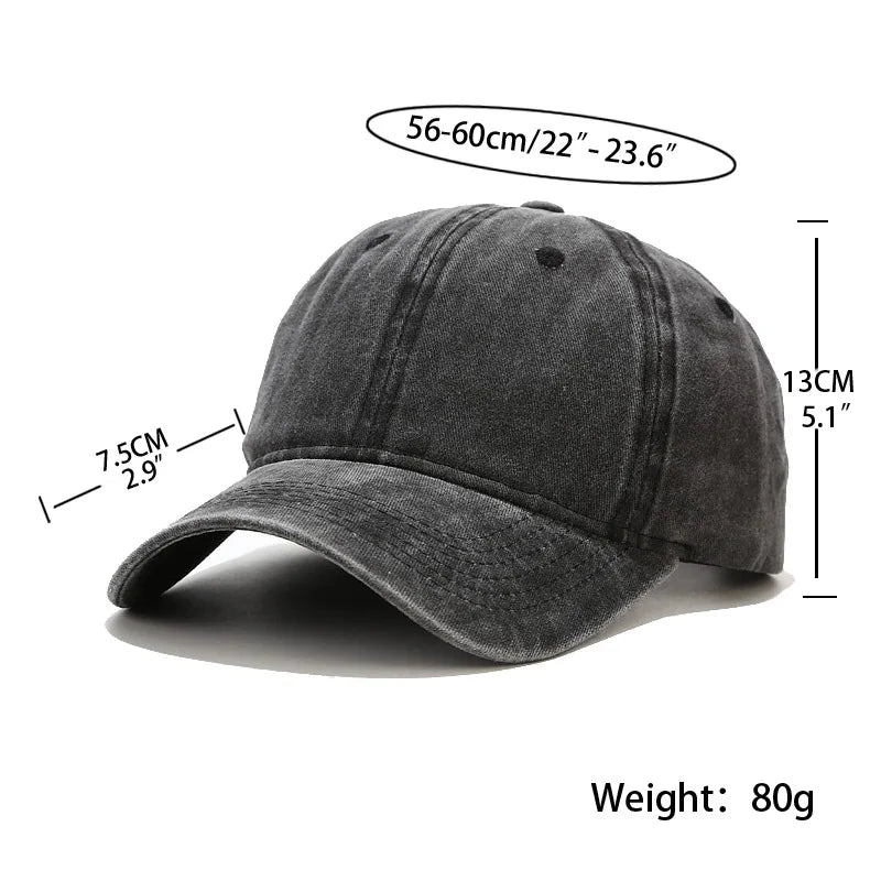Vintage Washed Distressed Baseball Cap – 100% Cotton Plain Dad Hat