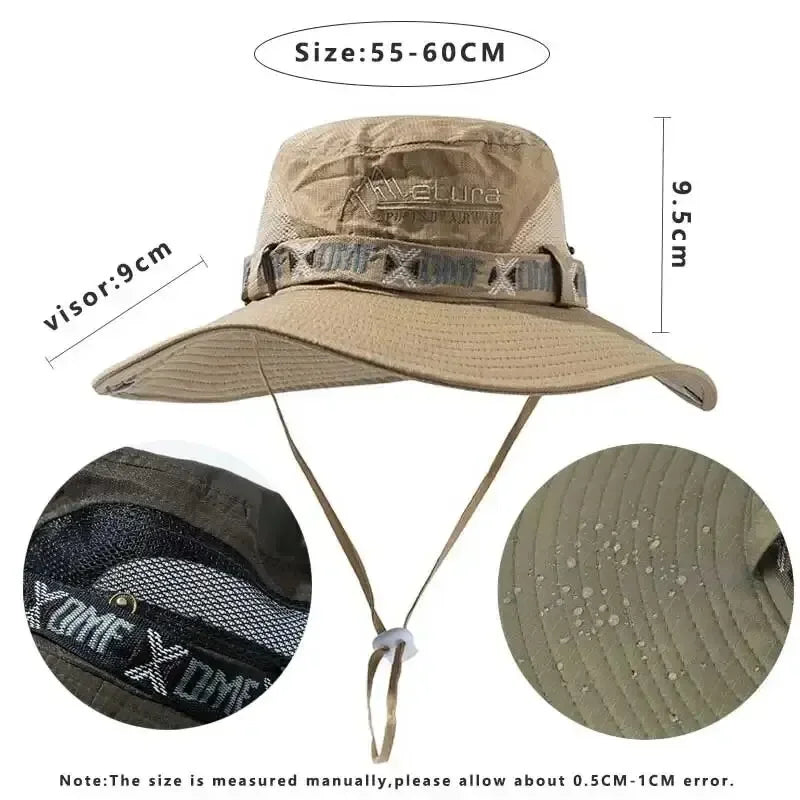 Men’s Summer Bucket Hat – UV Protection, Wide Brim, Mesh Design