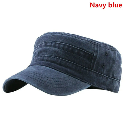 Vintage Military Style Cadet Cap – Unisex Adjustable Army Hat