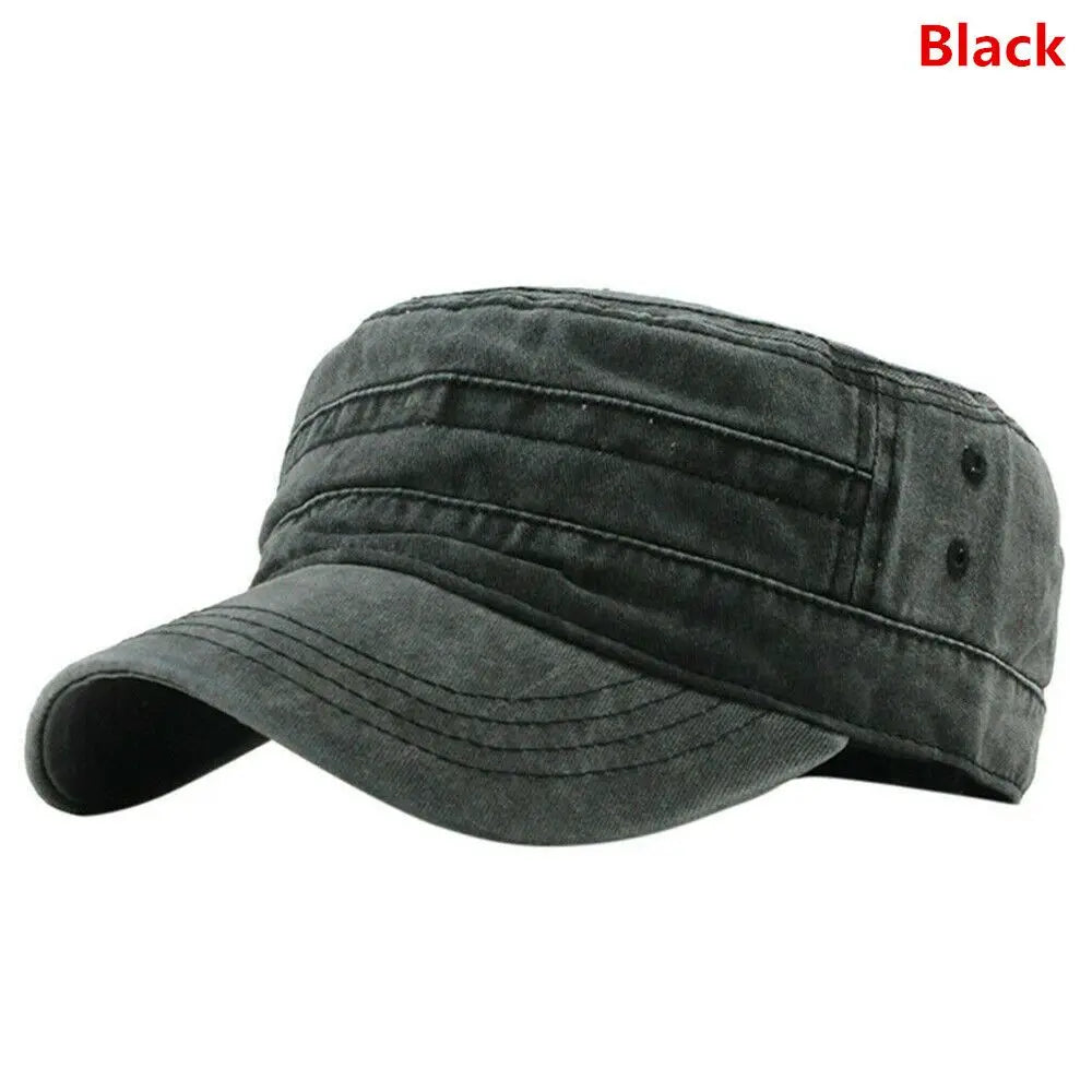 Vintage Military Style Cadet Cap – Unisex Adjustable Army Hat