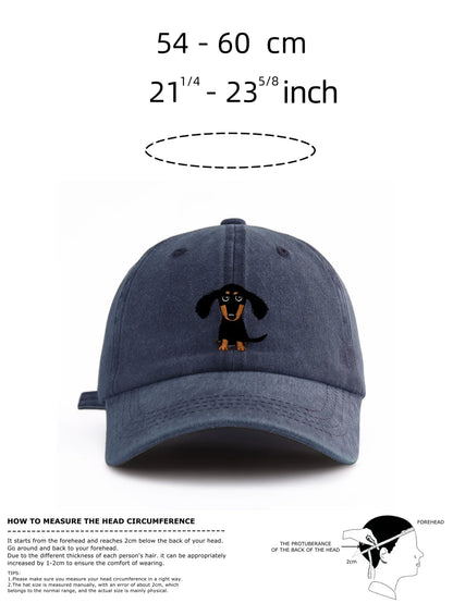 Dachshund Print Washed Baseball Cap – Retro Dad Hat
