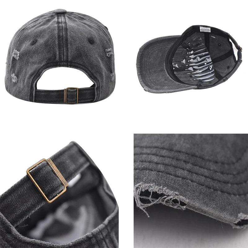 Distressed Baseball Cap – Vintage Washed Dad Hat for Men & Women