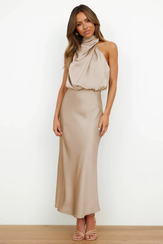 Callista™ | Glamorous satin halter dress