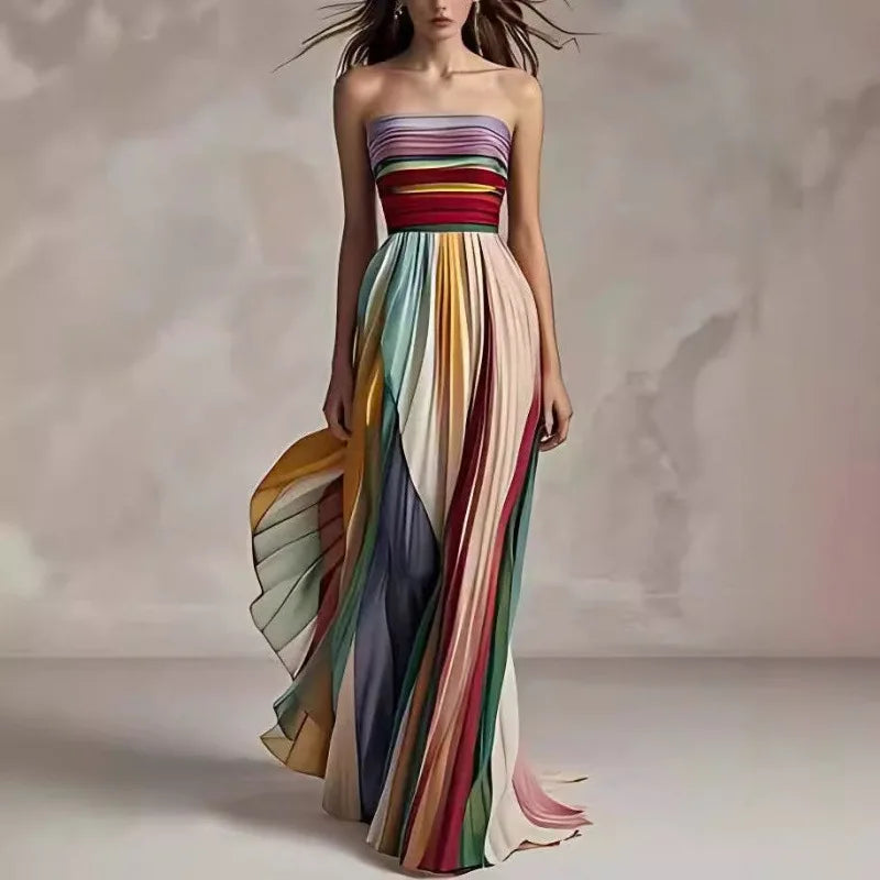 Festival Glow- Multicolor Maxi Dress for Festive Occasions