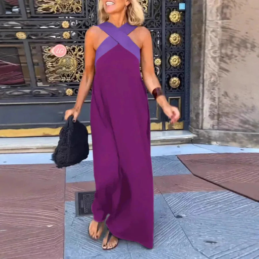 Mira™ Cross-Halter Beach Maxi Dress