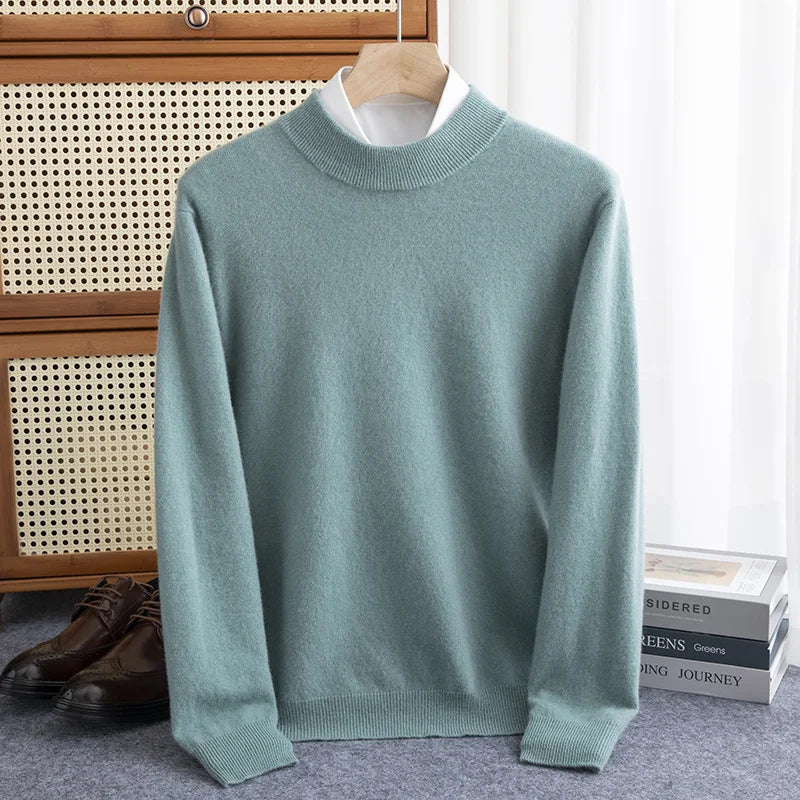 Wool Pullover Warm Half-High Collar Knit Sweater