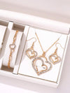 3 Pcs Heart Shaped Rhinestone Jewelry Set