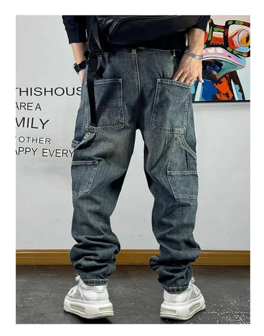 Ripped Patch Baggy Jeans