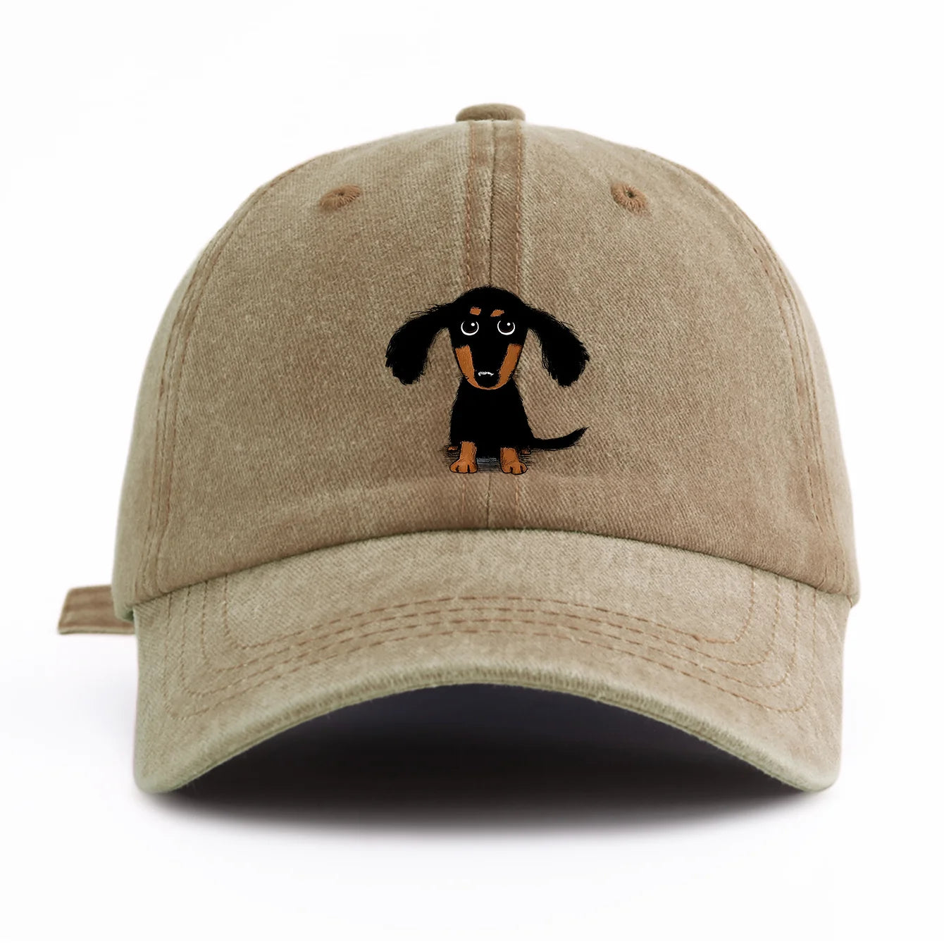 Dachshund Print Washed Baseball Cap – Retro Dad Hat