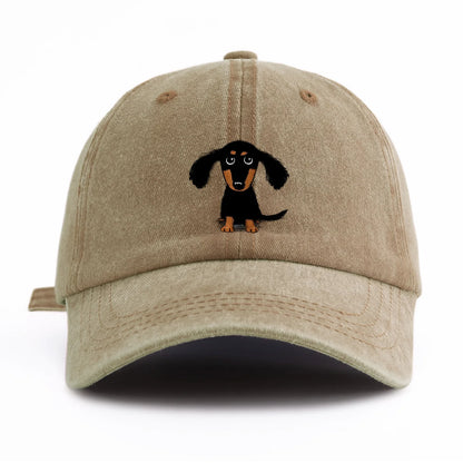 Dachshund Print Washed Baseball Cap – Retro Dad Hat