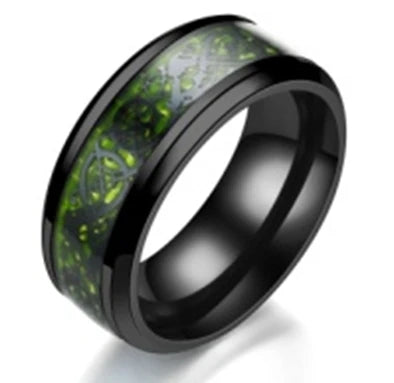 Dragon Ring Stainless Steel Carbon Fiber Wedding Band