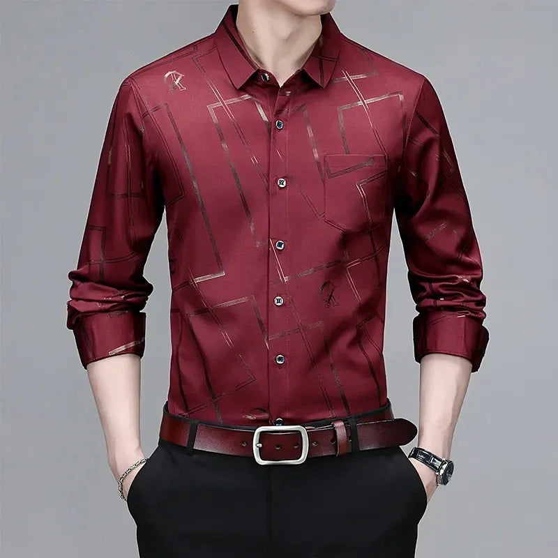 Men's Casual Long Sleeve Printed Shirt