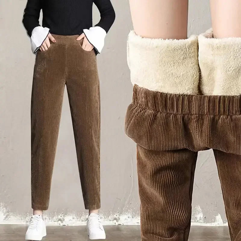 Women Corduroy Warm Pants