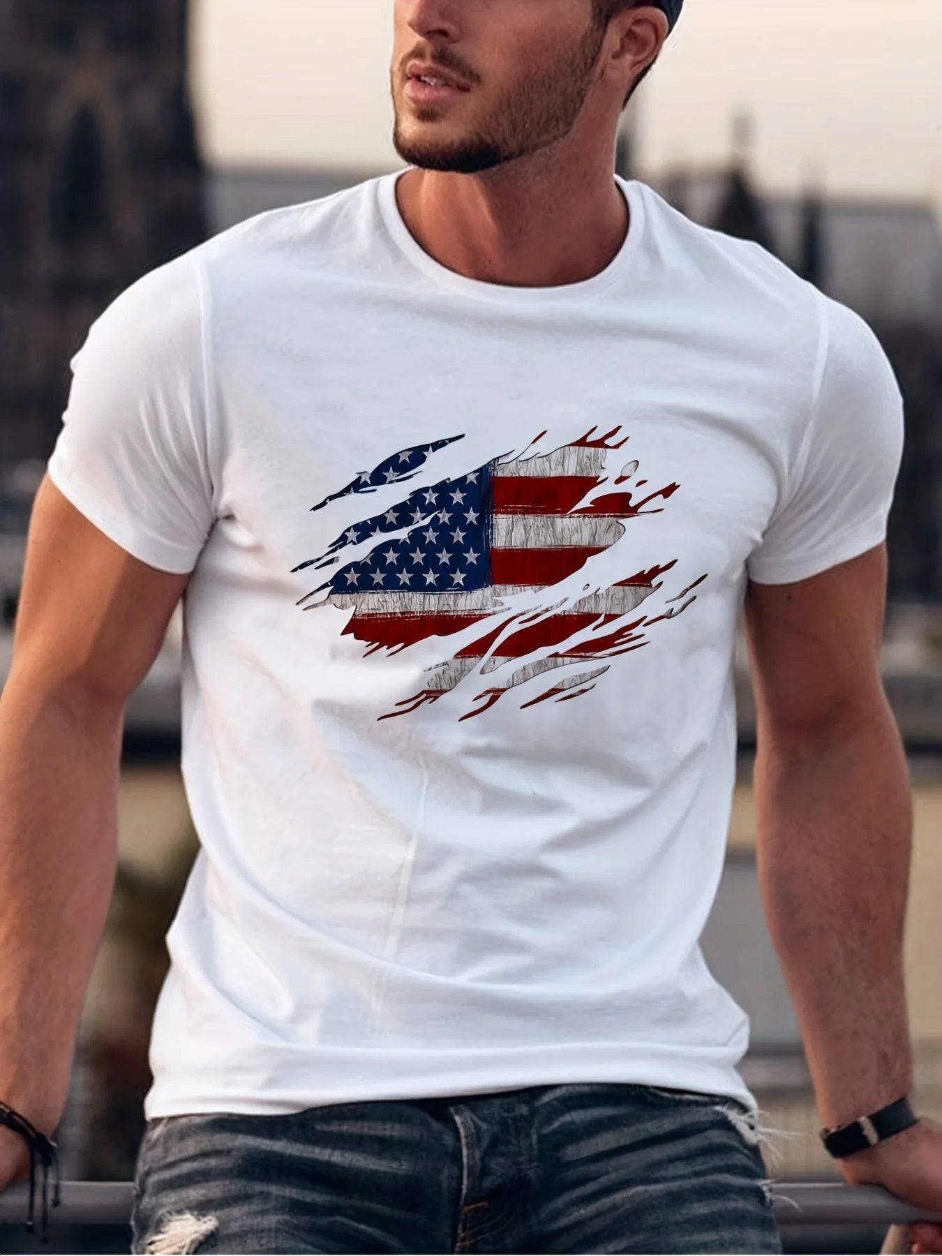 Men's Summer American Flag T-shirt