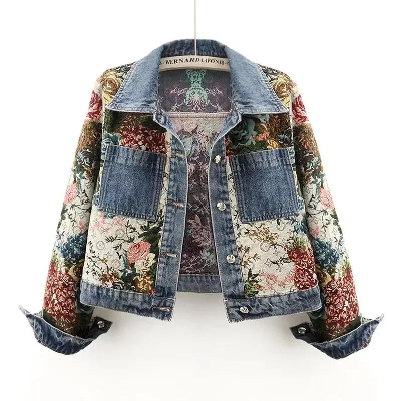 Printed Short Denim Jacket