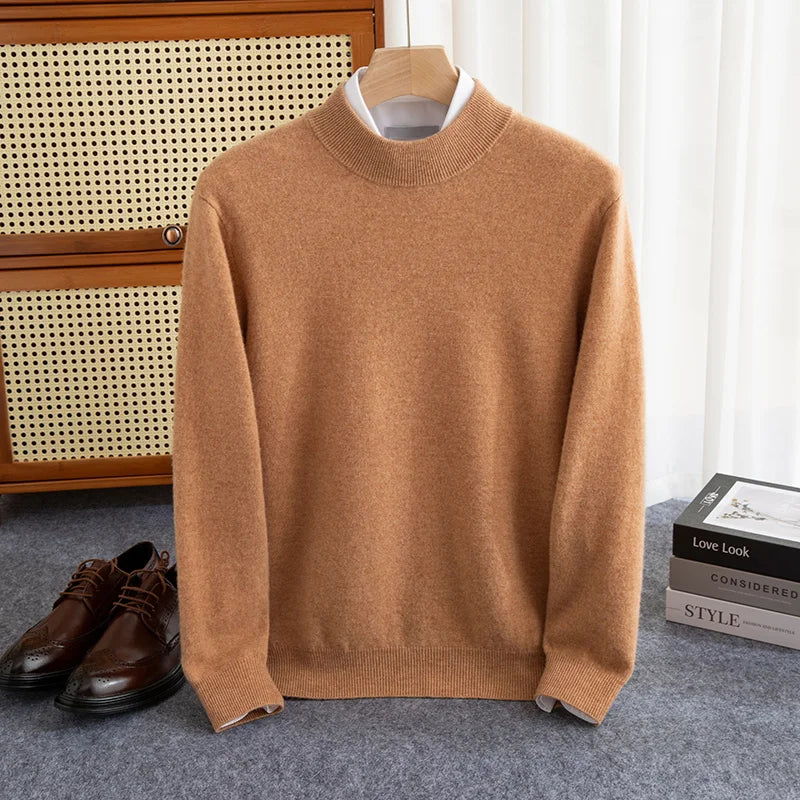 Wool Pullover Warm Half-High Collar Knit Sweater