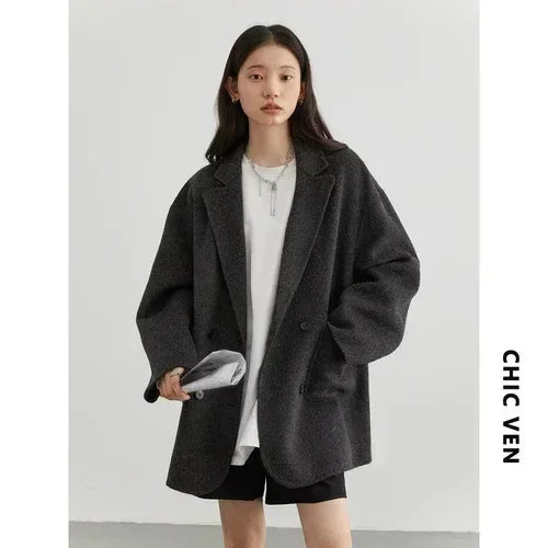 Woolen Double-Breasted Coat