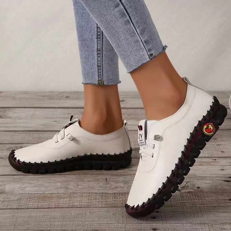 Comfortable Vulcanized PU Leather Casual Flat Shoes