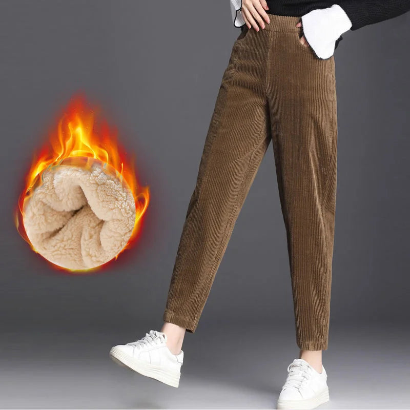 Women Corduroy Warm Pants