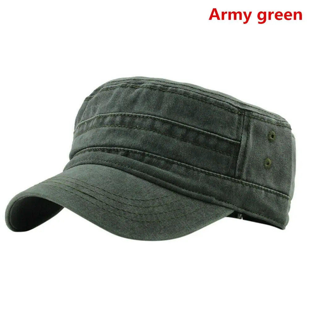 Vintage Military Style Cadet Cap – Unisex Adjustable Army Hat
