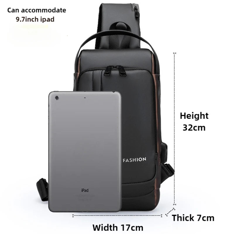 Men's Anti-Theft Chest Bag — USB Charging Crossbody Sling Pack