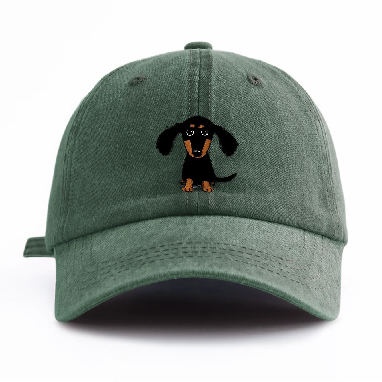 Dachshund Print Washed Baseball Cap – Retro Dad Hat