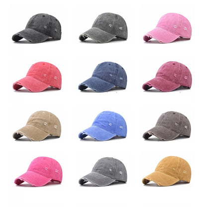 Distressed Baseball Cap – Vintage Washed Dad Hat for Men & Women