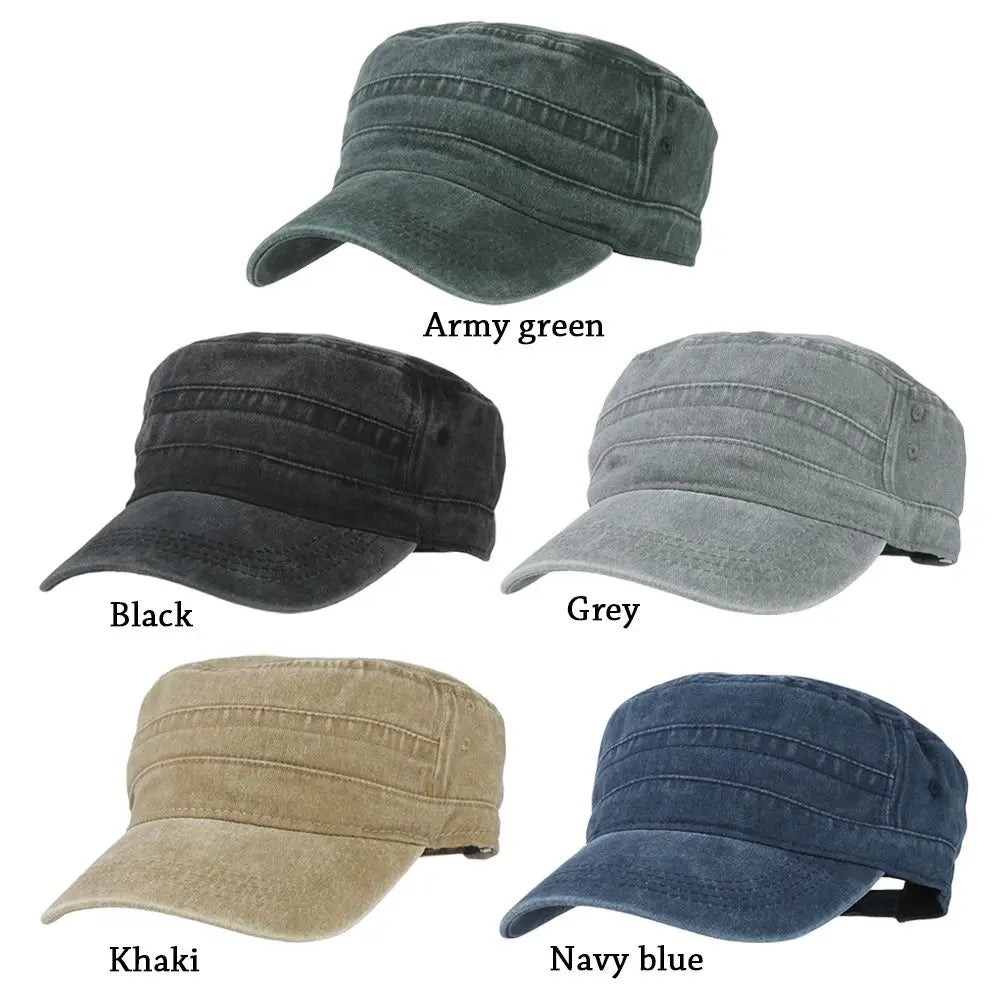 Vintage Military Style Cadet Cap – Unisex Adjustable Army Hat