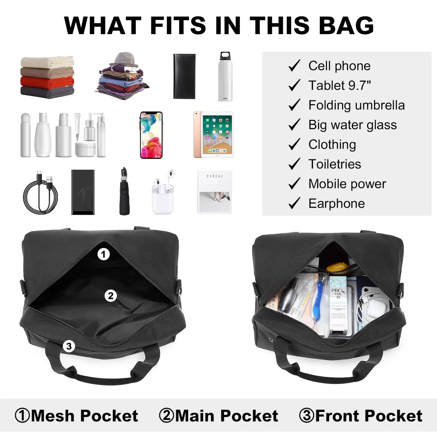 Kono 35x20x20 Cabin Bag Under Seat Ryanair Flight Carry On Bag Sports Travel Duffel Holdall Hand Luggage 14L Unisex