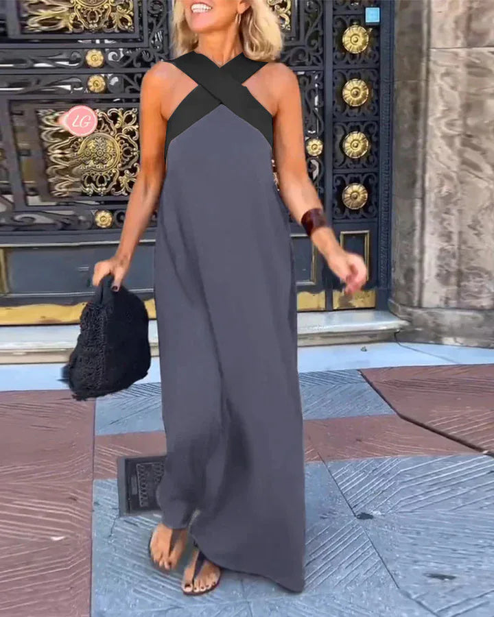 Mira™ Cross-Halter Beach Maxi Dress