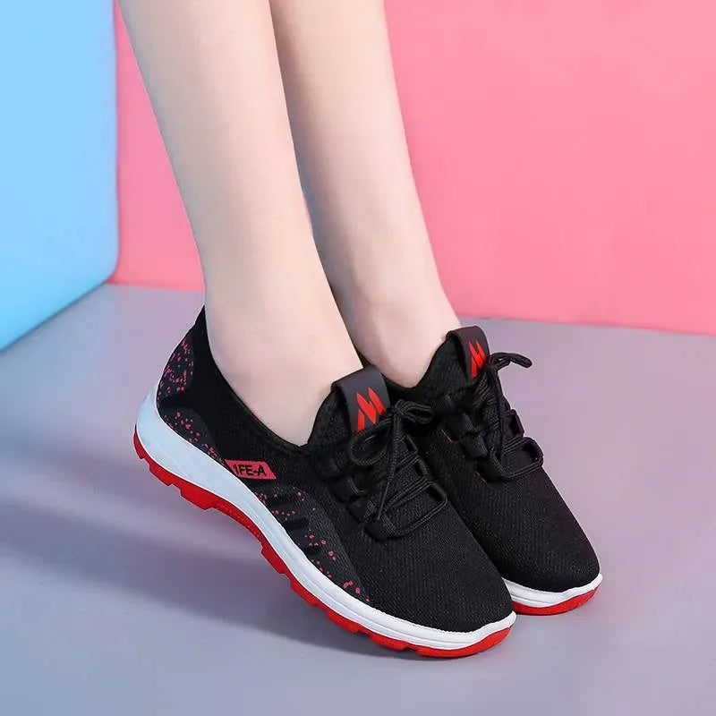 Vulcanized Platform Sneakers Breathable Mesh Sports Shoes