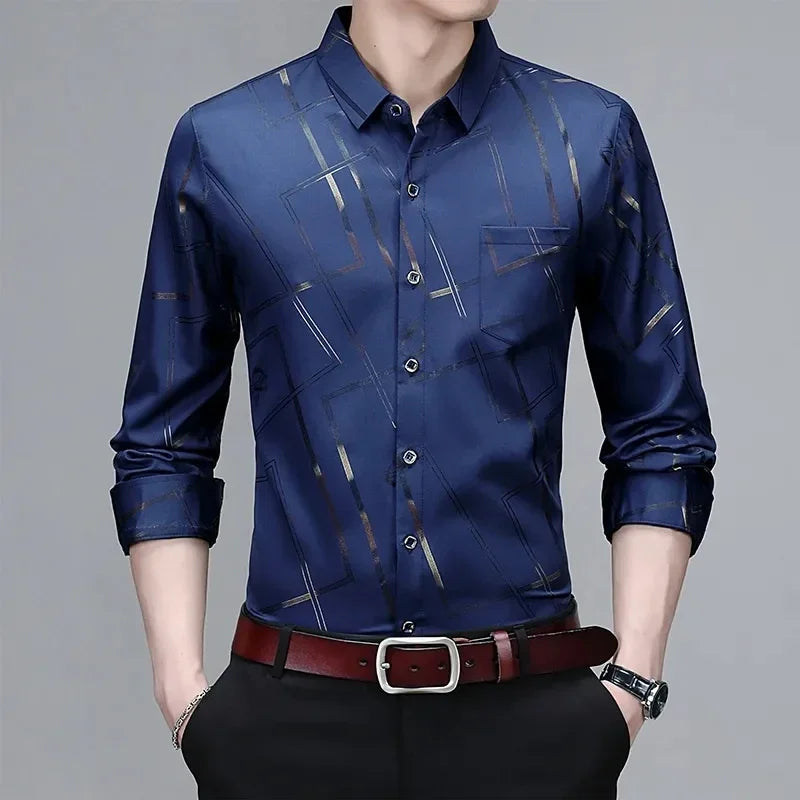 Men's Casual Long Sleeve Printed Shirt