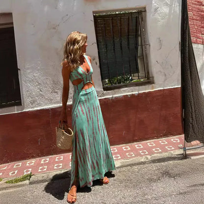 V Neck Slim Skinny Long Summer Dress