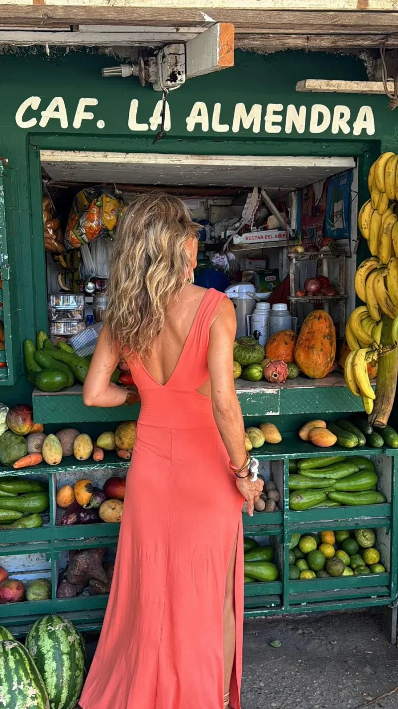 V Neck Slim Skinny Long Summer Dress