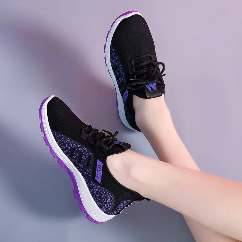 Vulcanized Platform Sneakers Breathable Mesh Sports Shoes