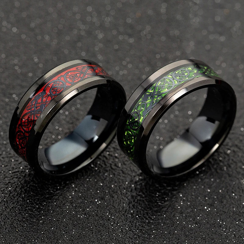 Dragon Ring Stainless Steel Carbon Fiber Wedding Band