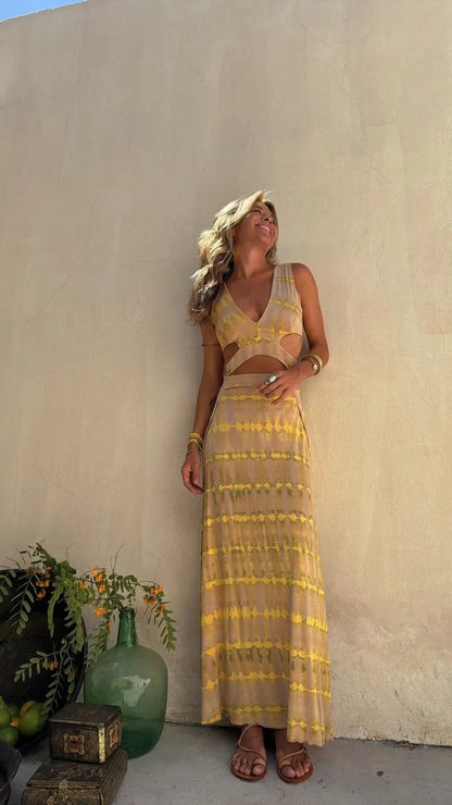 V Neck Slim Skinny Long Summer Dress