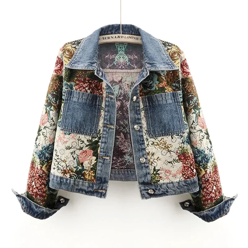 Printed Short Denim Jacket