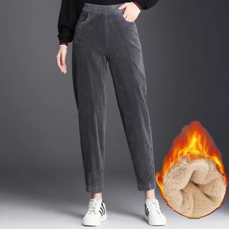 Women Corduroy Warm Pants