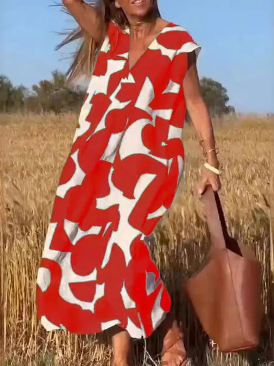 Levia™ | Feminine Flow V-Neck Dress