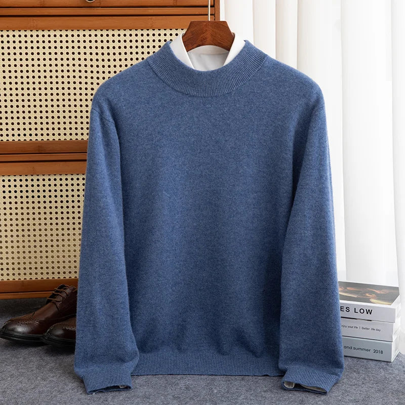 Wool Pullover Warm Half-High Collar Knit Sweater