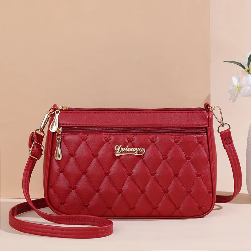 Elegant Embroidered PU Leather Messenger Bag