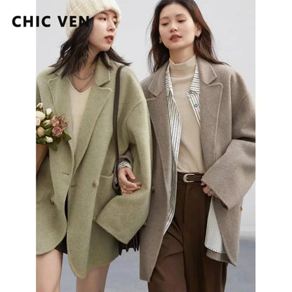 Woolen Double-Breasted Coat